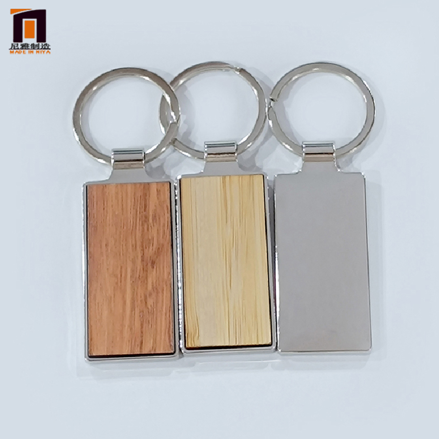 Wholesale Laser Engraving Name Logo Accessories Wooden Blank Key Chain Tag Keyring Custom Leather Promotional Wood Keychain