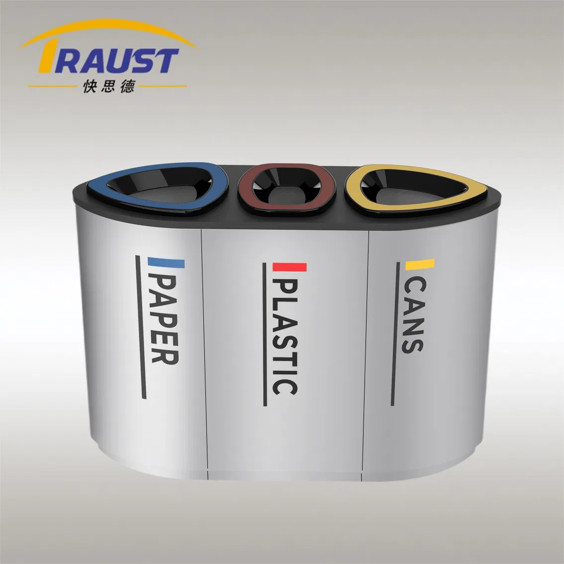 Traust Indoor 3 Compartment Recycle Bin Garbage Stainless Steel Waste Receptacle Can