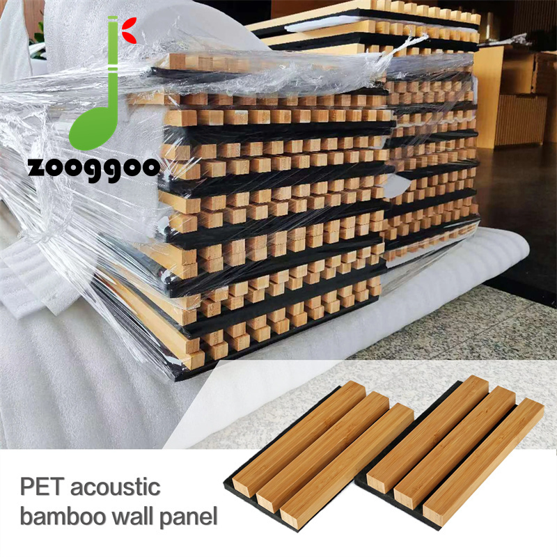 Soundproof Akupanel Bamboo Wood Polyester Ceiling Panel Board Pet Acoustic Wall Panel