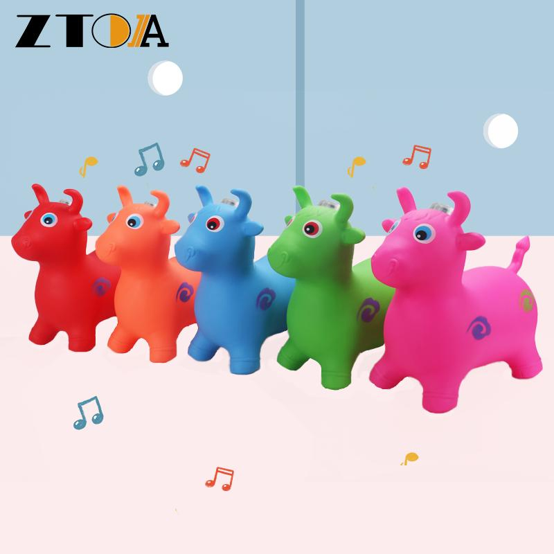 PVC Inflatable Animal Jump Toy Simple Painting Musical Cow Customized Animal