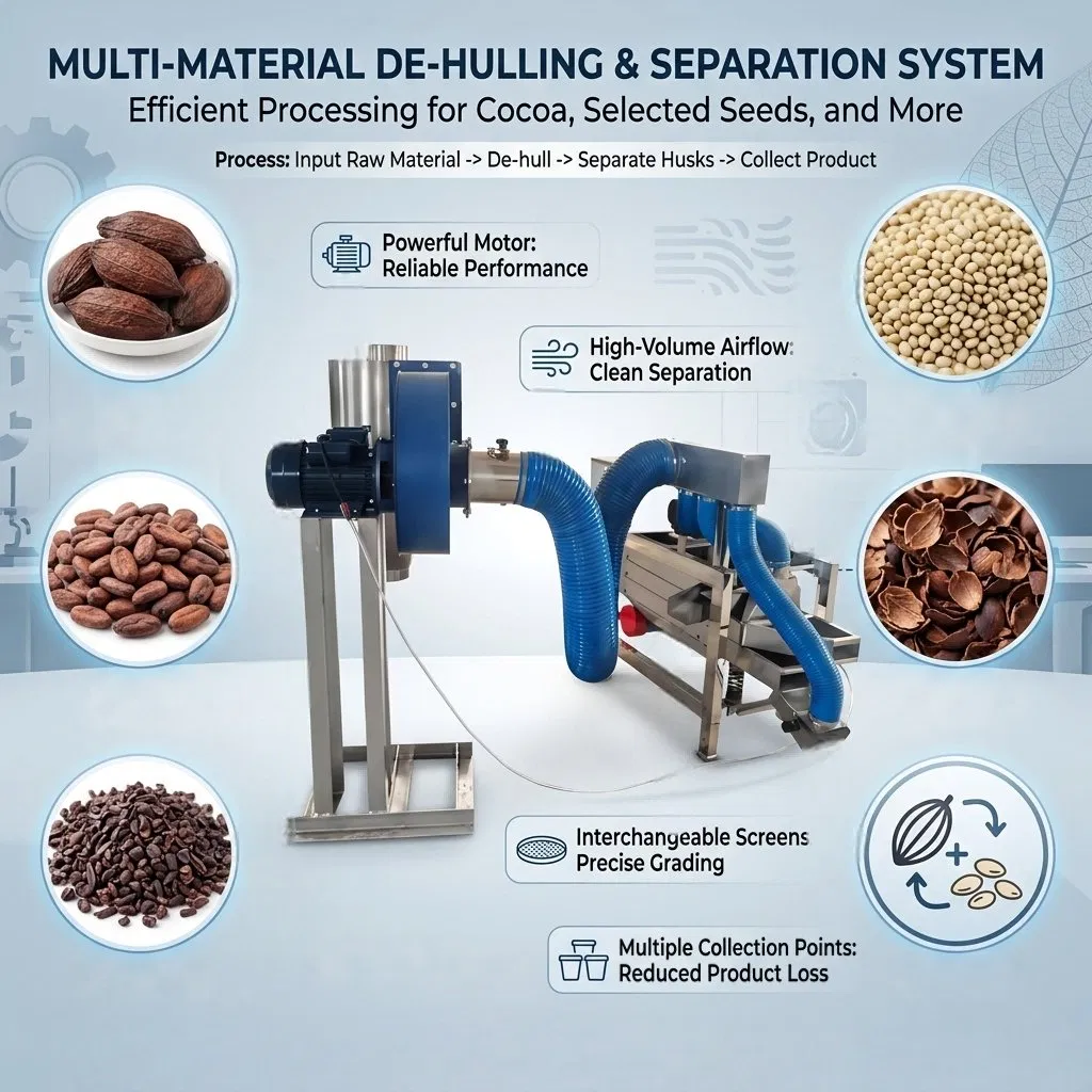 Integrated Cracking & Separating Device Cocoa Bean Cracker and Winnower