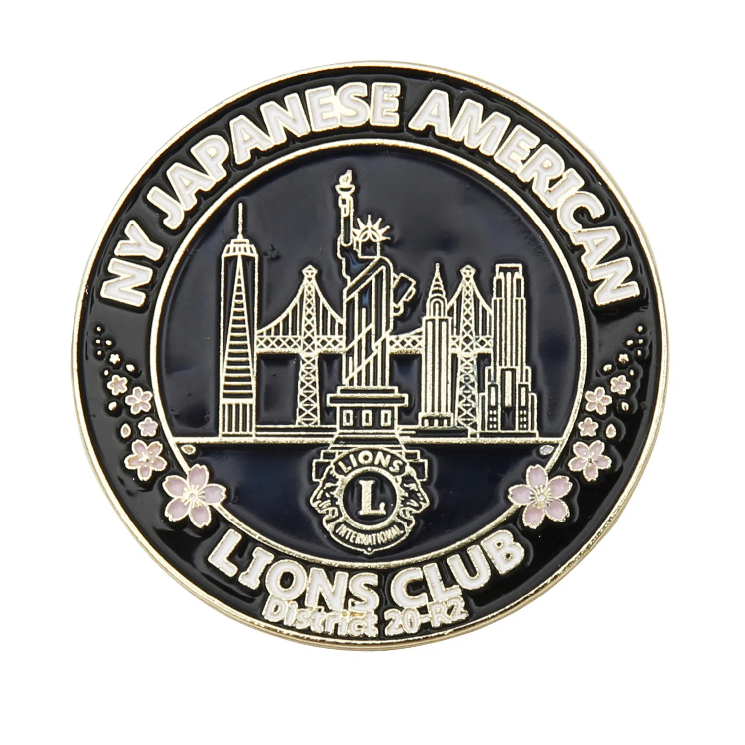 Design Your Own Camping Enamel Pins Zinc Alloy Metal Round Shape Lions Clubs International Enamel Pins Badge