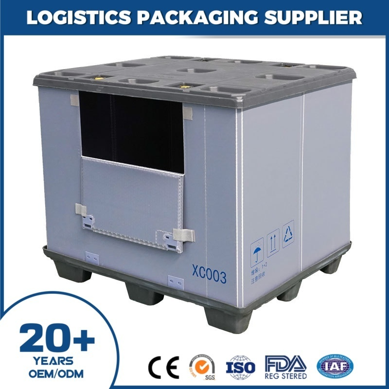 China Collapsible Foldable Plastic Pallet Box with Easy Access Windows