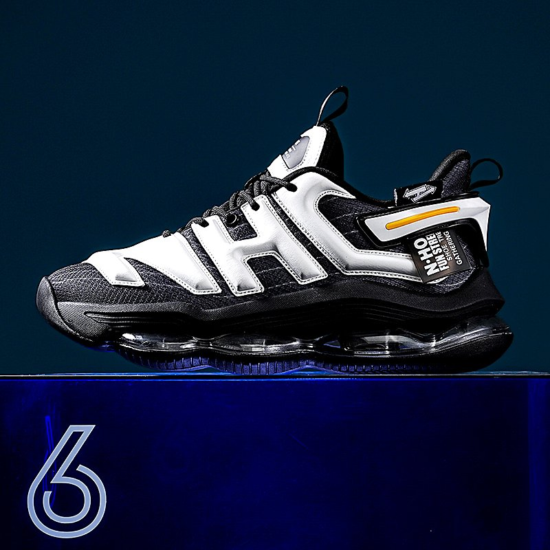 Men Fashion Tenis Sneakers Full Palm Air Cushion Mesh Upper Lace up Athletic Shoes Shock Absorbing Casual Sports Footwear for Daily Street Wear