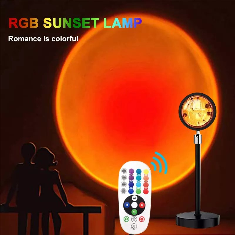 2022 New RGB Rainbow Sunset Standing Lamp for Party Wedding Indoor Photography 180 Degree Rotation Projection LED Sunset Lights