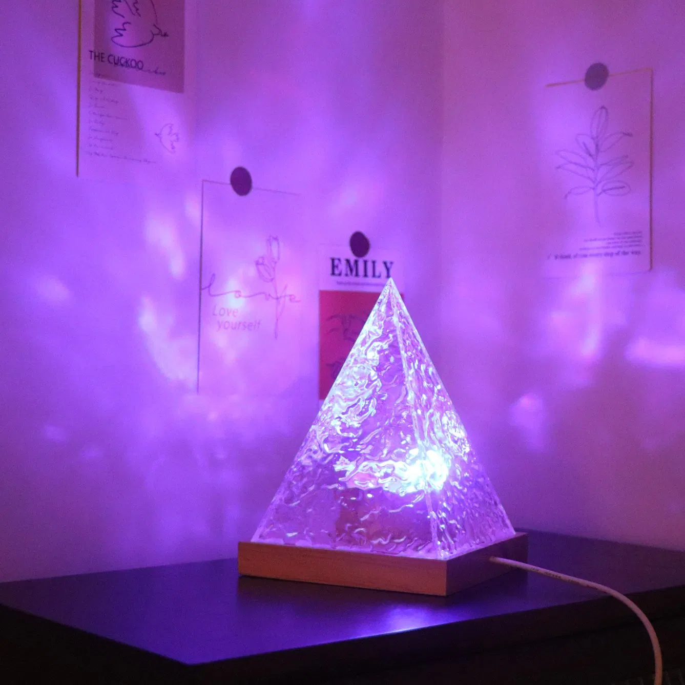 Creative Gift Lamp RGB Colorful Water Ripple Acrylic Illusion Desk Lamp LED Display Home Decoration Night Light with Remote