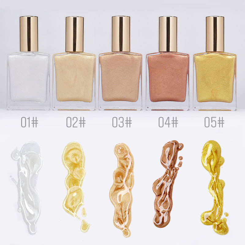 Gold Flakes Shimmer & Glitter Highlighter Oil Spray Waterproof Body Contouring Oil for Glow & Sparkle
