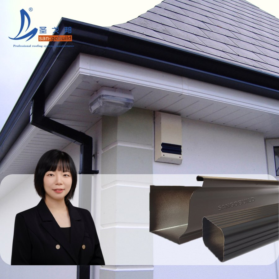Classical Design Square Pipe Clamp Easy Installation Rainwater Downspout Aluminium Rain Gutters