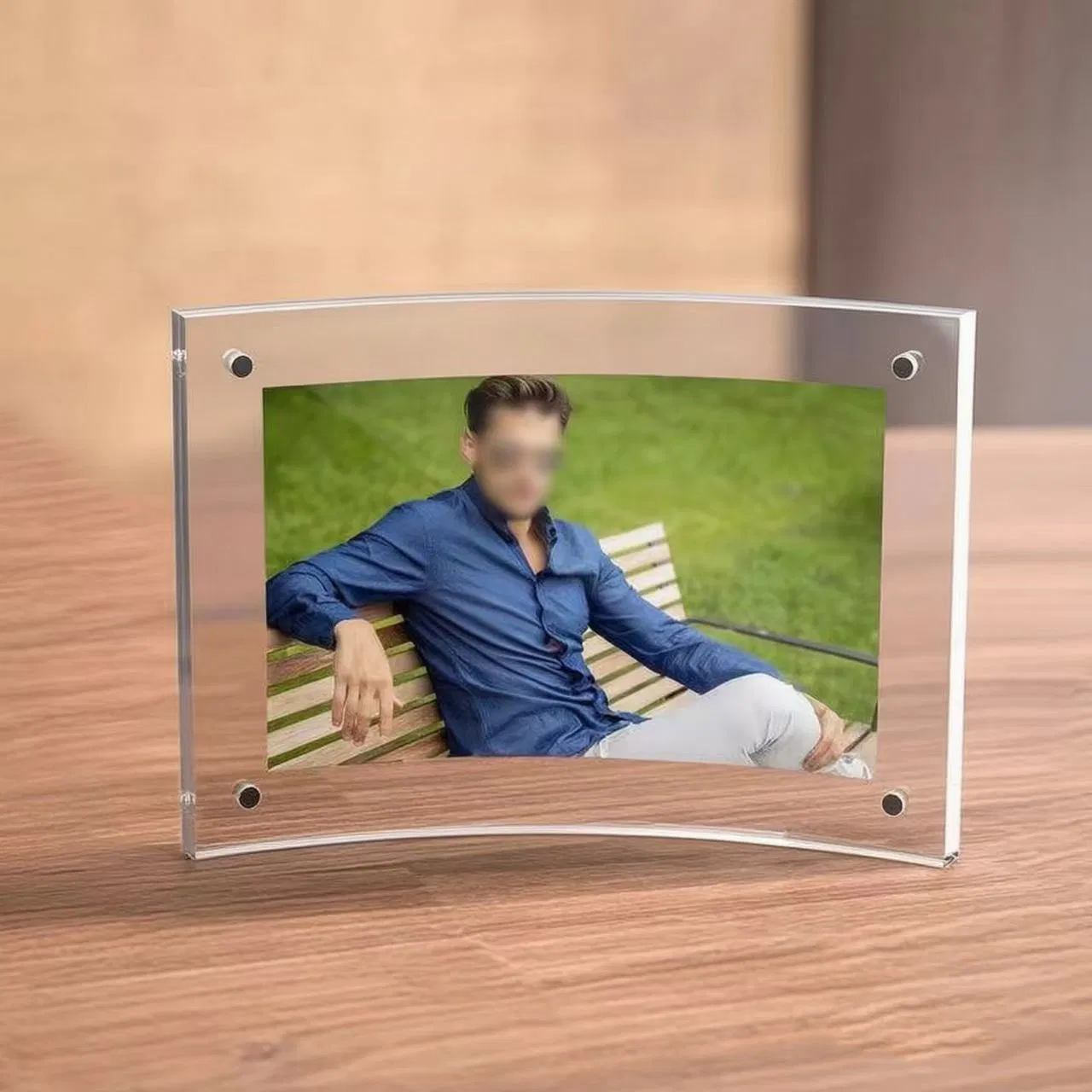 Arc Curved Acrylic Magnetic Photo Picture Frame for Certificate Sign Display