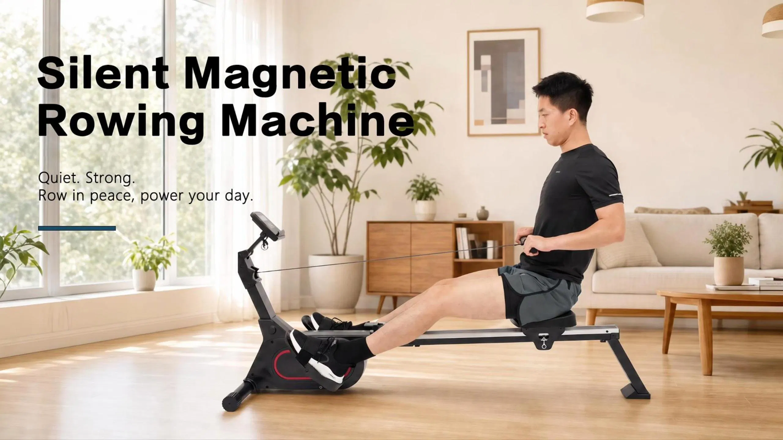 Magnetic Rowing Machine 8 Levels Magnetic Resistance, Aluminium Slide Rail, Max Load 120kg Home Gym Rower