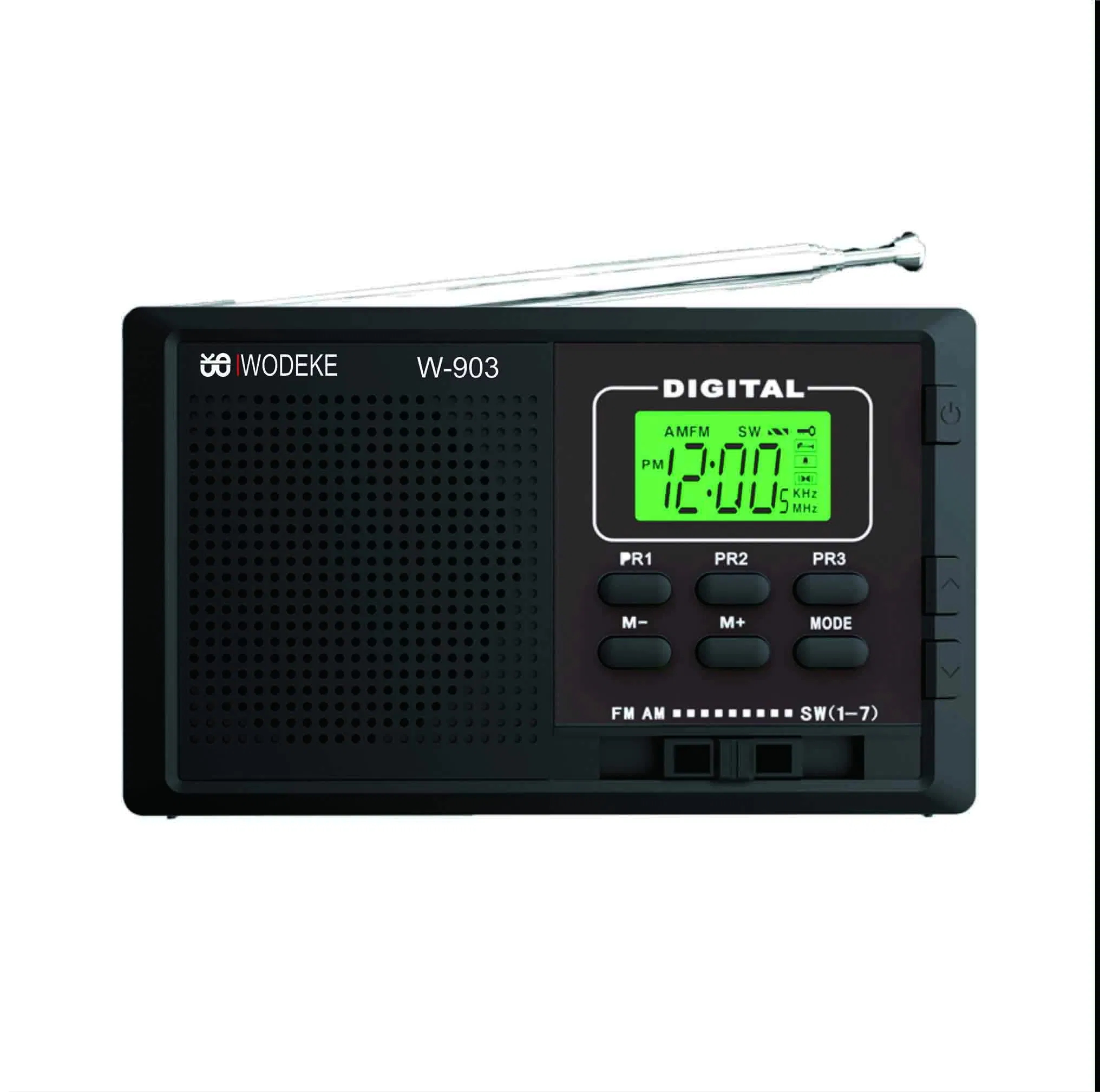 Portable FM/Am/Sw1-7 High-Sensitivity Family Quality Gift Digiral Radio Black