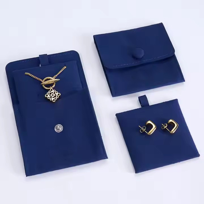 Customized Blue Packing Bag Ring Earring Bracelet Envelope Flap Jewelry Pouch