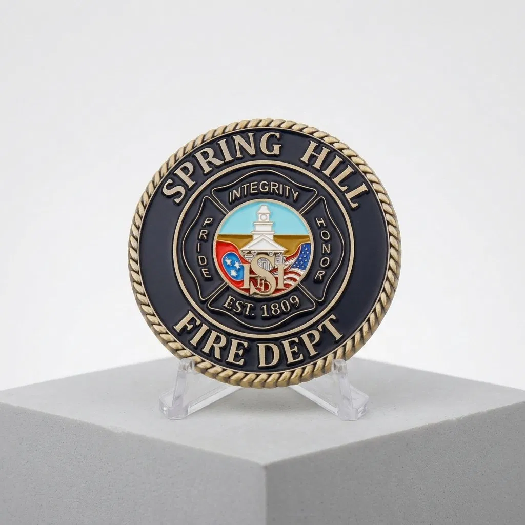 Design Your Die Casting Commemorative Souvenir Coin Custom 3D Zinc Alloy Gold Enamel Fire Department Firefighters Metal Challenge Coin