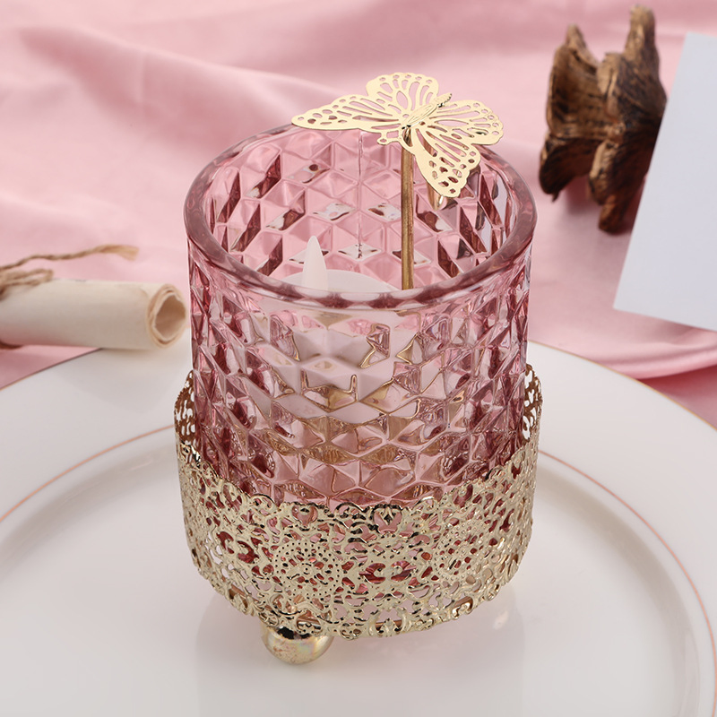 Personality Creative Light Luxury Decoration Home Candle Holder Crystal Glass Candle Jar