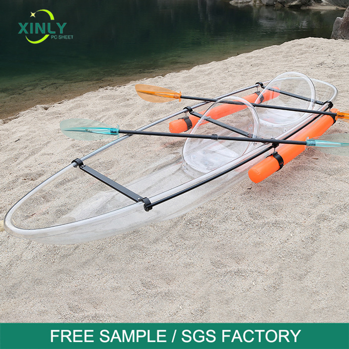 Durable 2 Person PC Poly Carbonate Transparent Clear Kayak Boat with Aluminum Frame