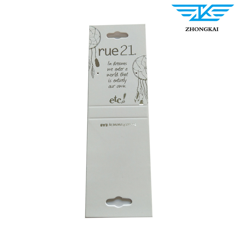 Wholesale Paper Silver Logo Earrings Display Folding Card with Viscose