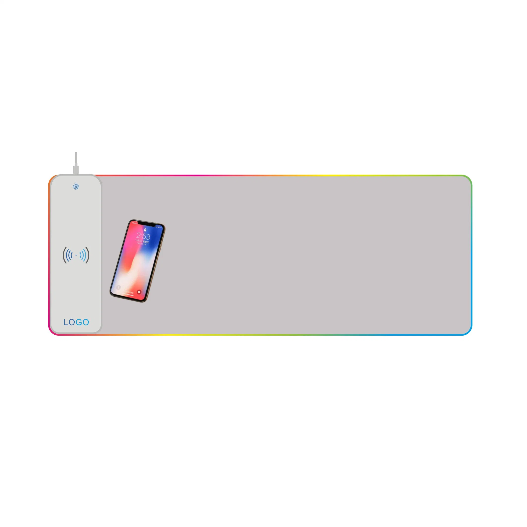 15W Customized Large Size Wireless Charging RGB Mouse Pads with Waterproof Fabric