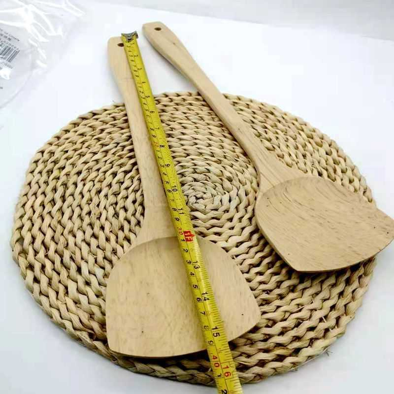 Unpainted Long Handle Wooden Spatula Kitchenware Non-Stick Cookware