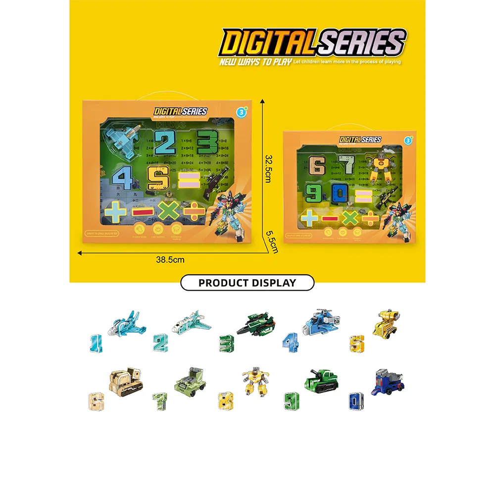 Early Learning Toys Robot Toy ABS Digital Deformation Diecast Number Robot Kit Toy