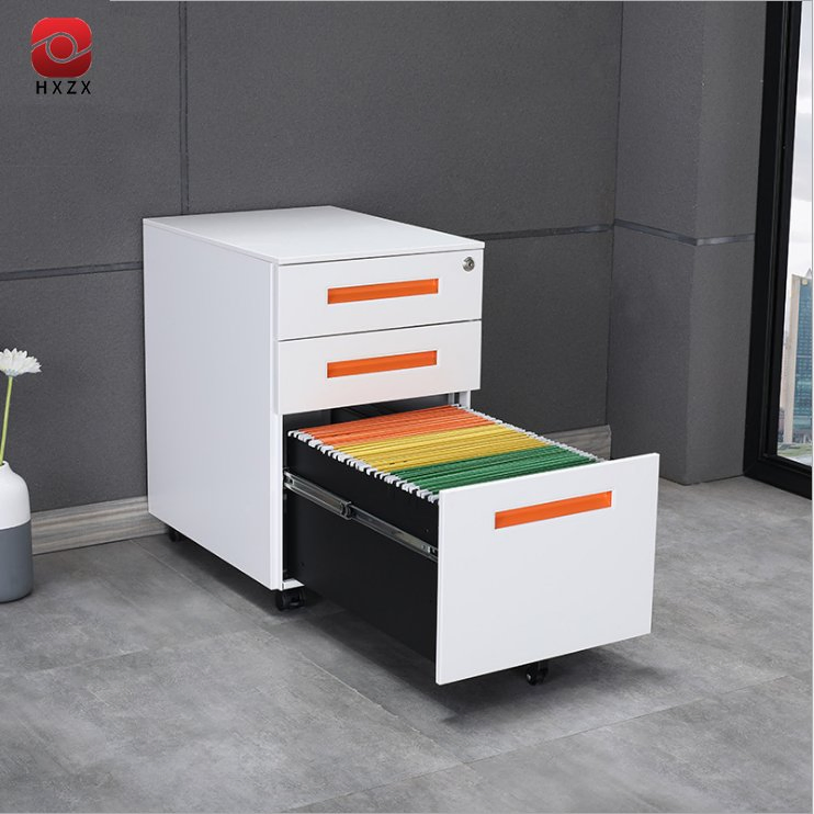 Movable Cabinet Iron and Steel 3 Drawers Mobile Office Storage Small Cabinet Under The Table