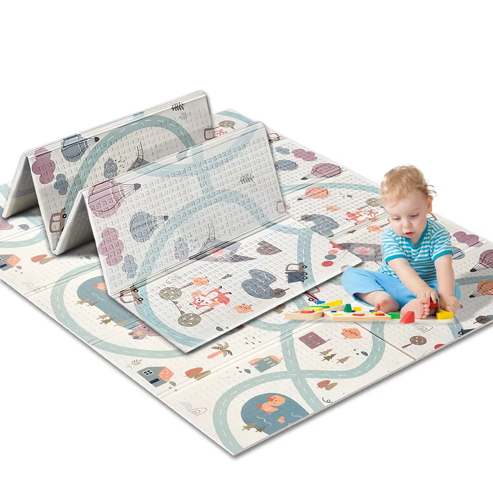 Baby Foldable Play Mat Eco Friendly Double Sided Printing Crawling Mat