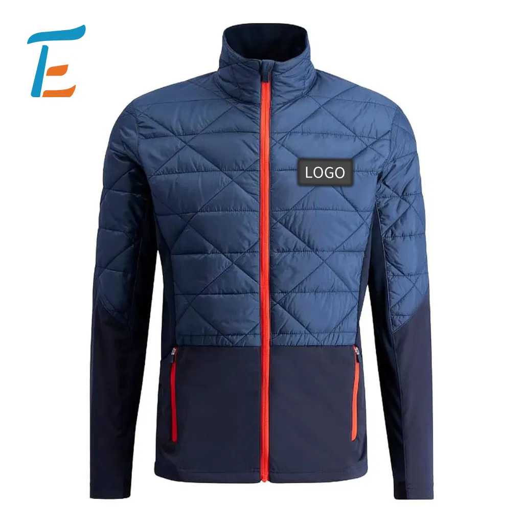 Mens Winter Quilted Padded Jacket Warm Fleece Lined Hooded Outerwear Jacket