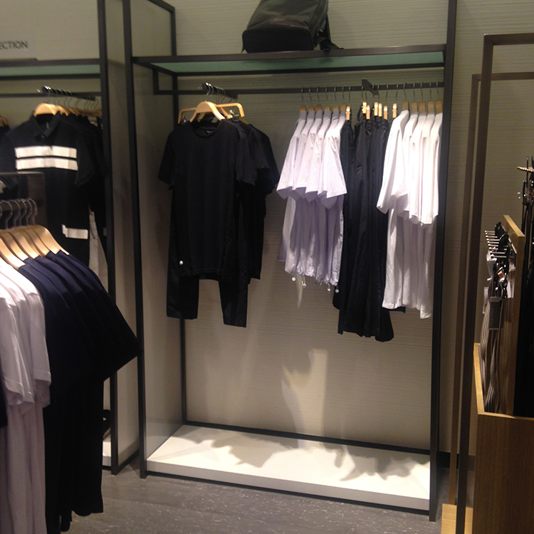 Minimalist Double Sided Metal Retail Clothing Display Rack for Boutiques