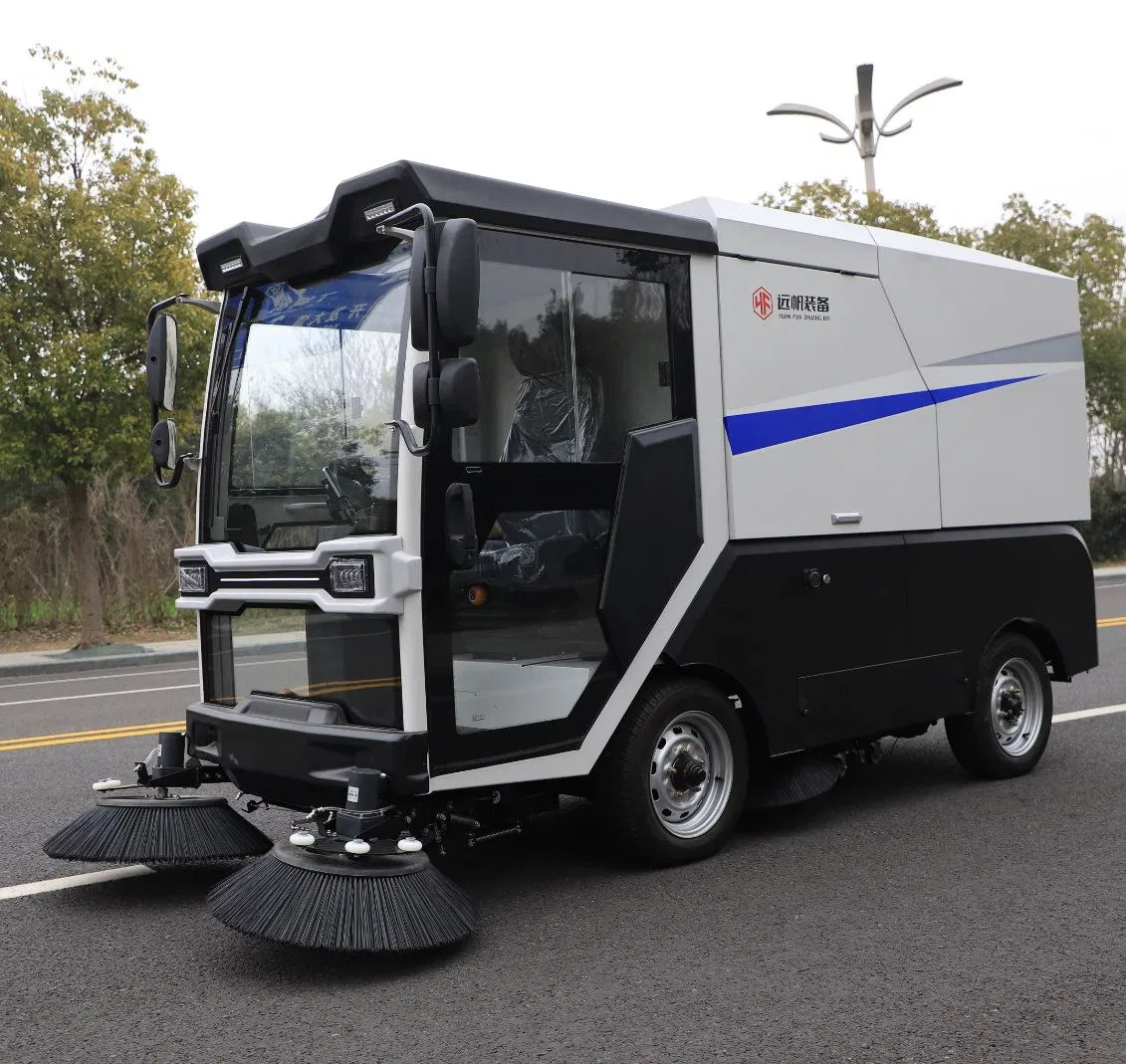 Parking Lot Sweeper with High-Efficiency Dust Control Electric Sweeper for Airports with Enclosed Cab & AC
