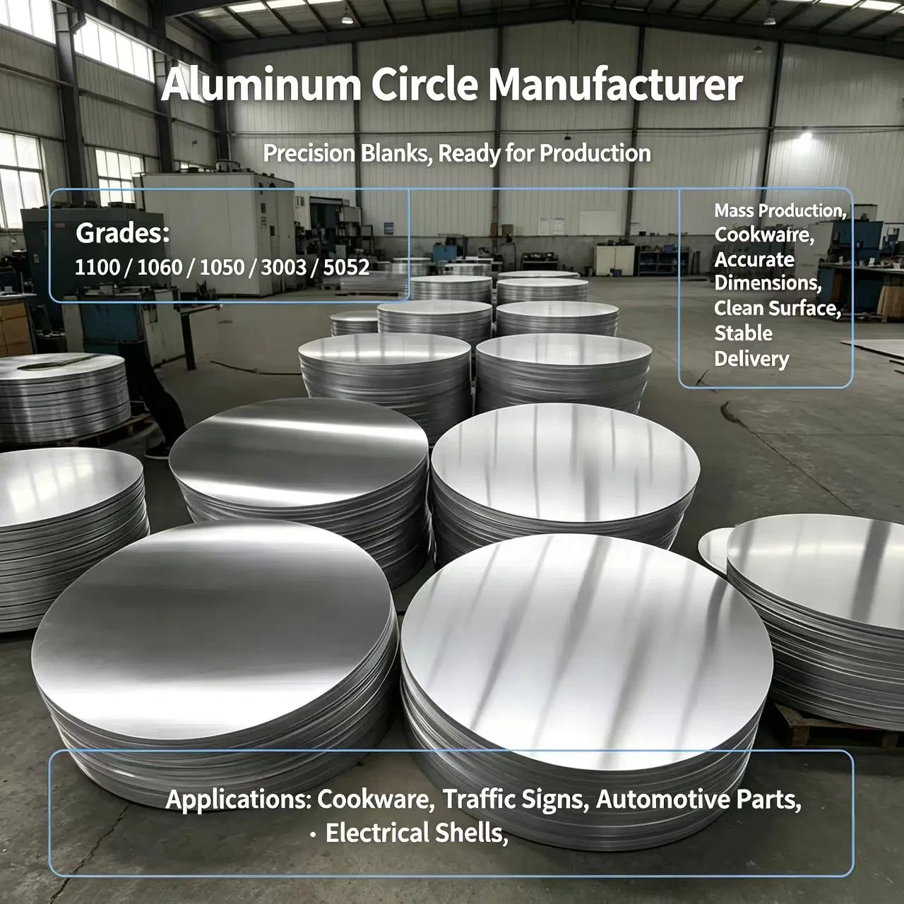 1050 Aluminium Round Sheet/Circle for Cookware, Pots, and Household Hardware