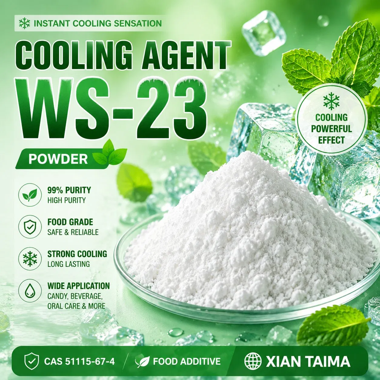 High Purity Cooling Agent Ws-23 Powder 99% Food Grade Cooling Agent
