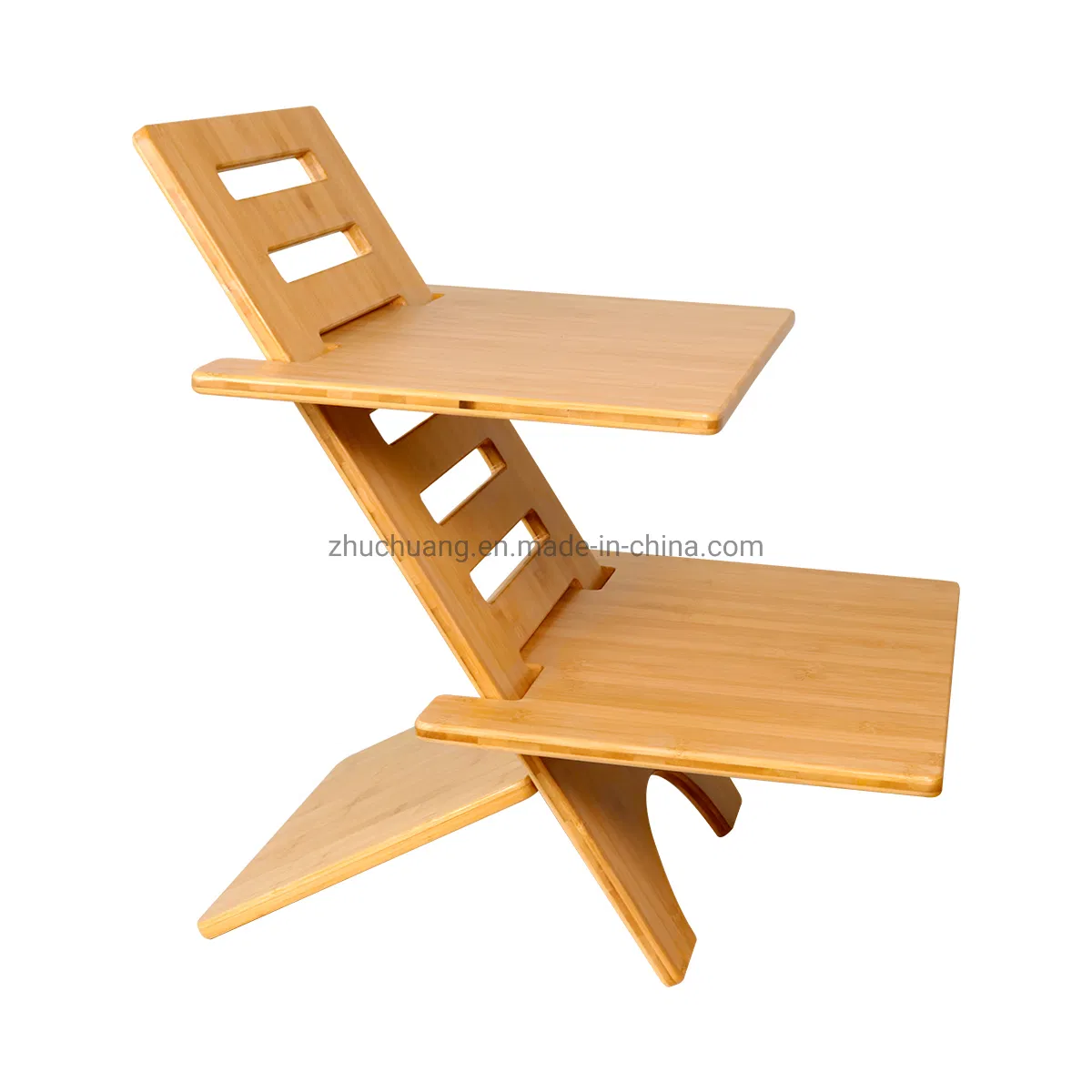 Adjustable Standing Desk Converter Bamboo Plywood Monitor Stand up Desk Monitor Stand Riser