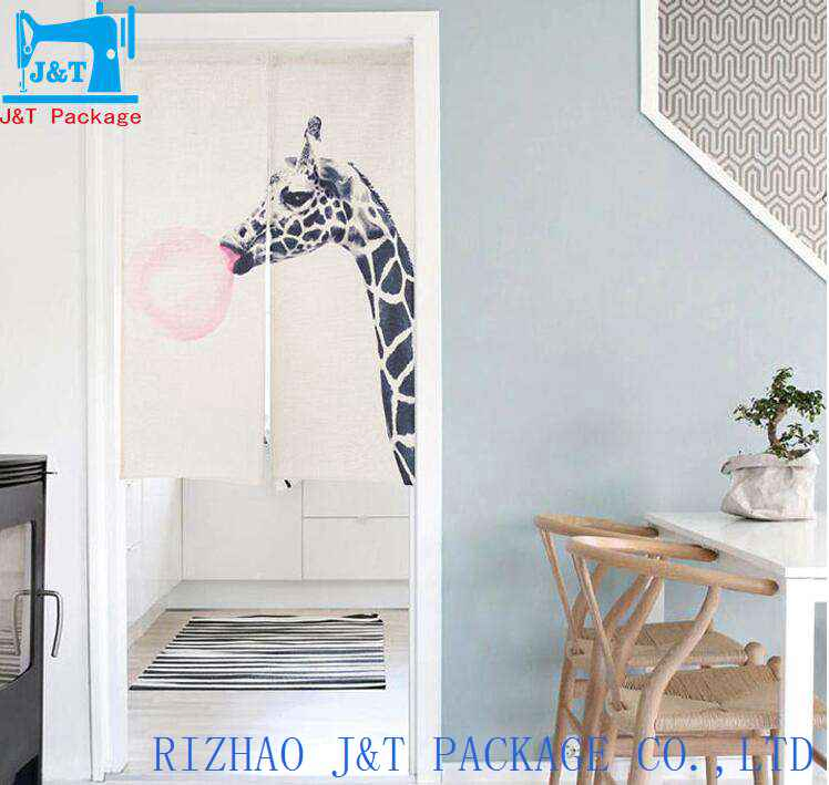 Factory Directly Sells Customizable Cotton Polyester Fabric Japanese Style Decorative Printed Door Curtains Block-out Curtains