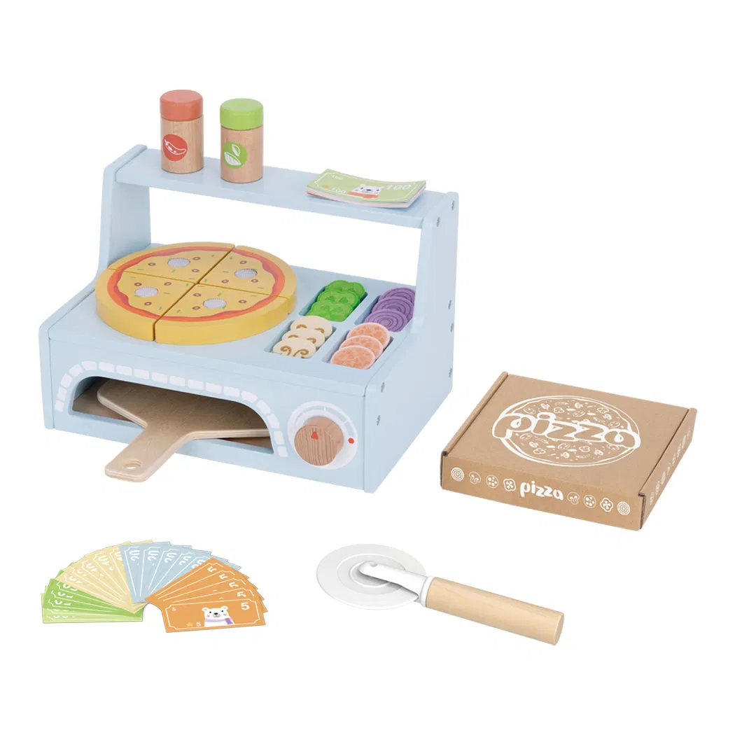 Simulation Pizza Oven Toy Wooden Pretend Play Kitchen Pizza Oven Toy DIY Cooking Simulation Store Toy