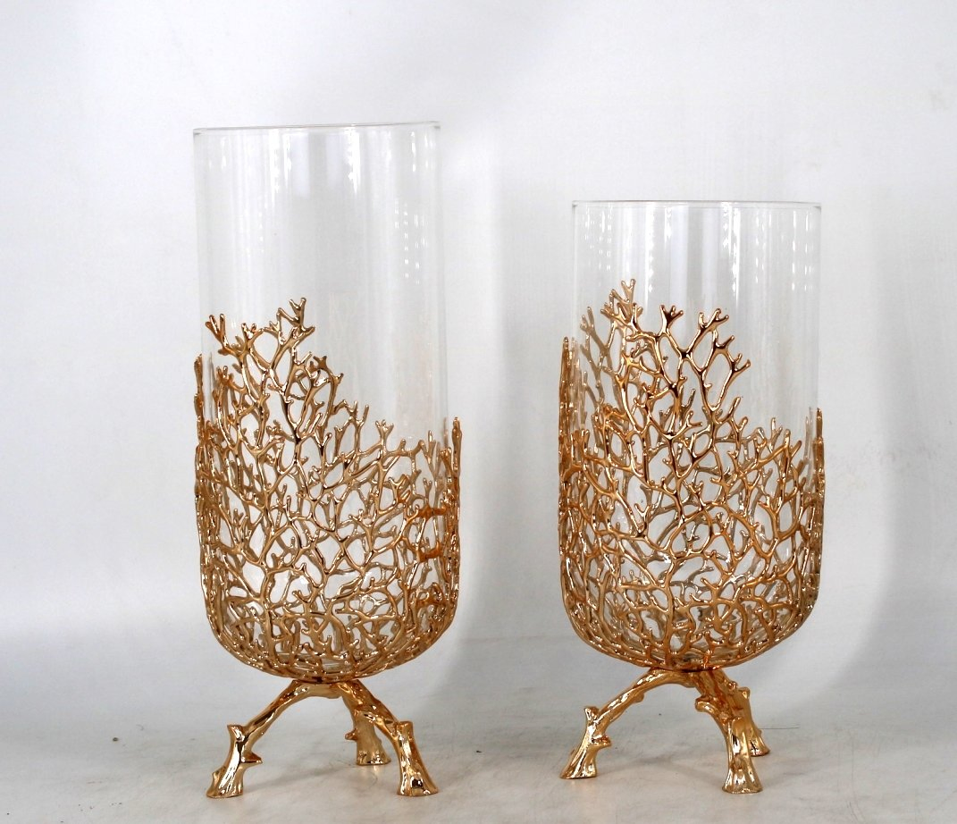 New Products Vases Golden Home Decoration Glass Vase for Flowers