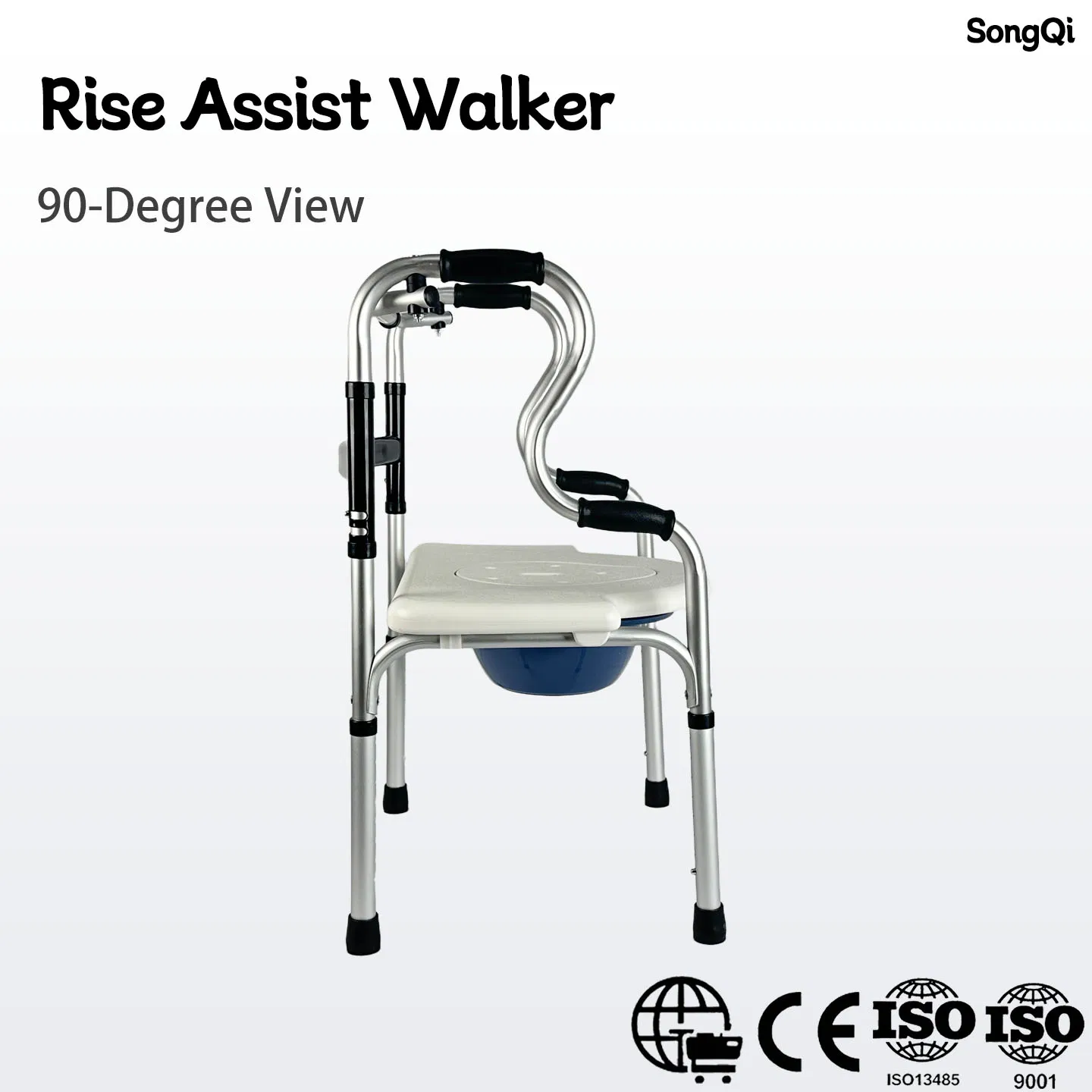Mobility Aids Lightweight Disabled Walking Fram Two Wheel Folding Manual Walker