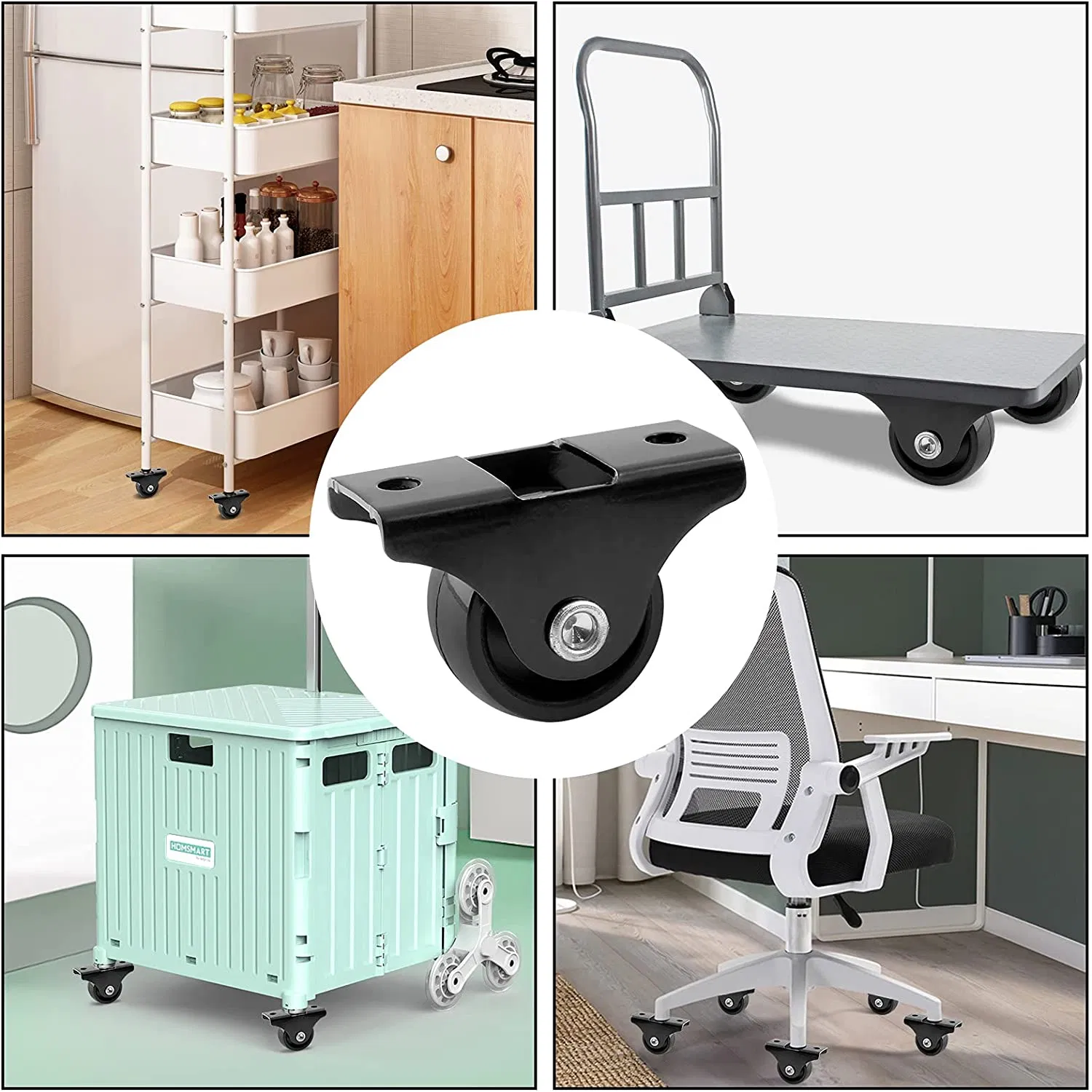 Good Sales Hardware Fitting Mini Small Black PP TPR Plastic Fixed Furniture Caster Single Wheels or Roller for Home and Office and Supermarket or Restaurant