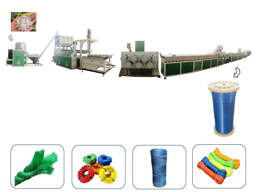 Recycled Pet Bottle Flakes Rope/Twine Filament/Yarn Extrusion/Twisting Making Machine