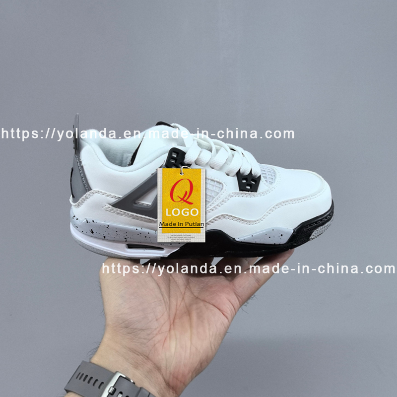 All Season Children MID Cut Aj4 Sneakers Hard Wearing Rubber Outsole Kids Footwear