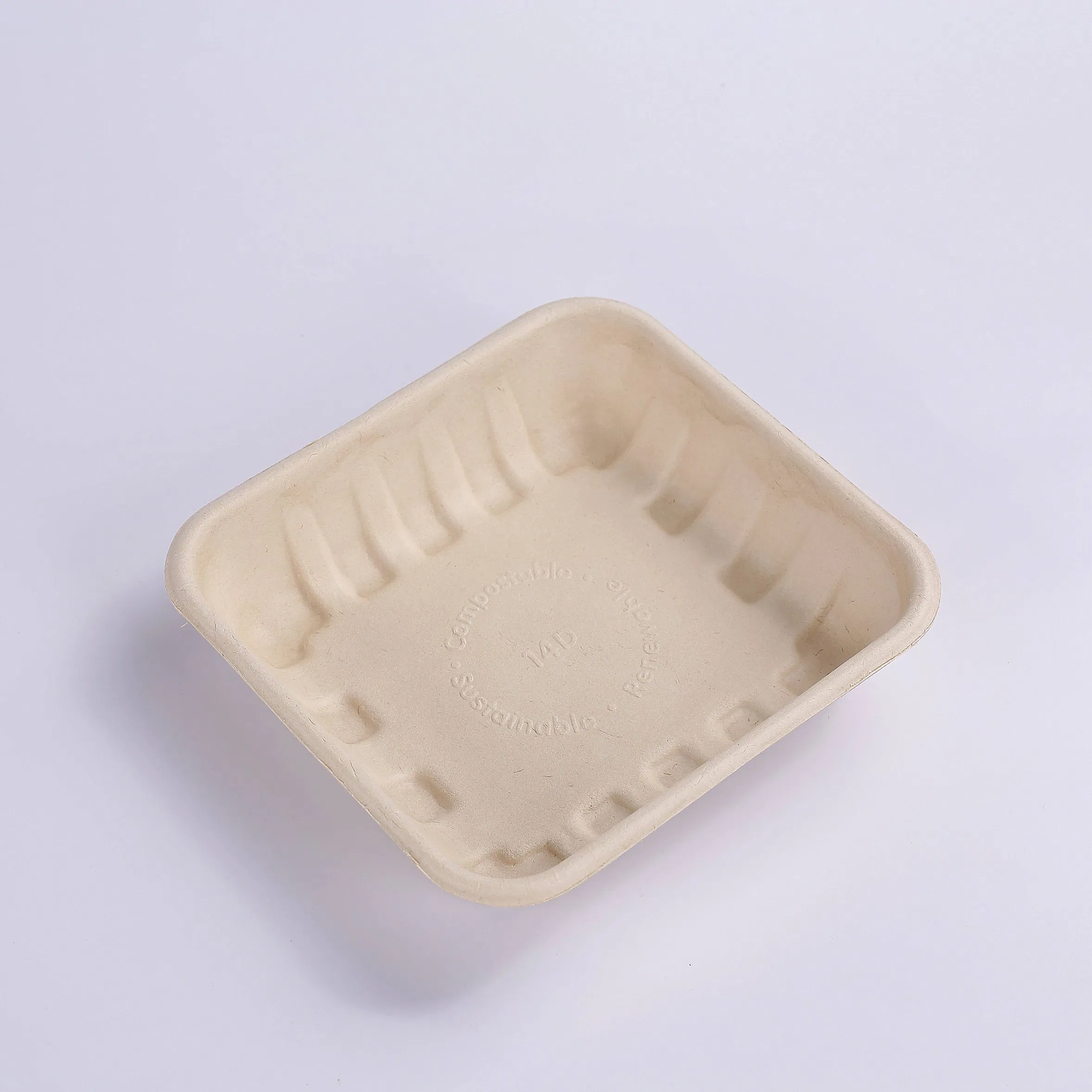 Eco-Friendly Disposable Compostable Biodegradable Bagasse Sugarcane Meat Vegetable Paper Plate 14D Tray