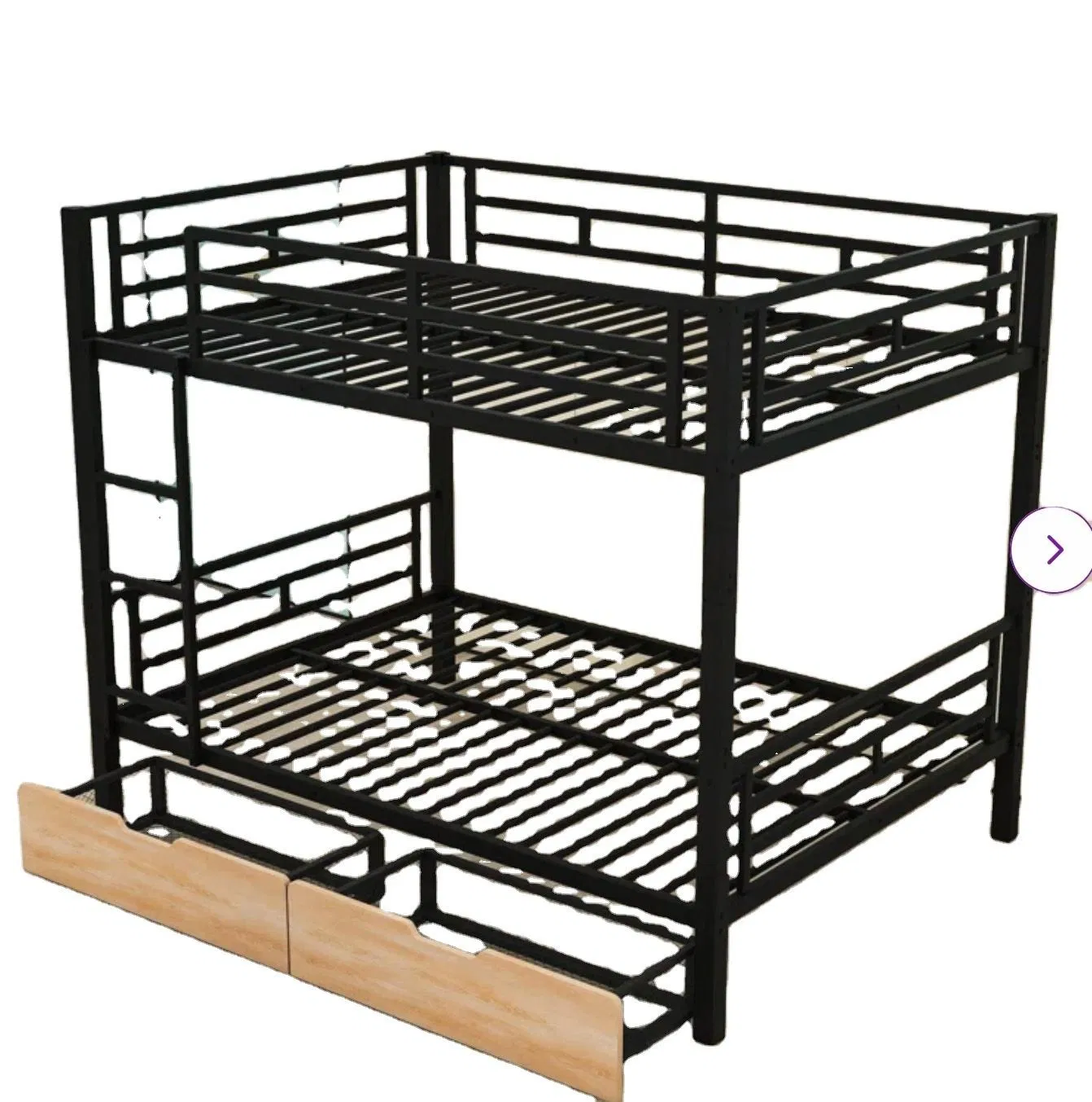 Full Over Full Metal Bunk Bed with Storage Drawers