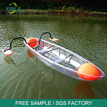 Wholesale Cheap Price Plastic Crystal Rowing Boats Single People Transparent Canoe/Kayak for Sell