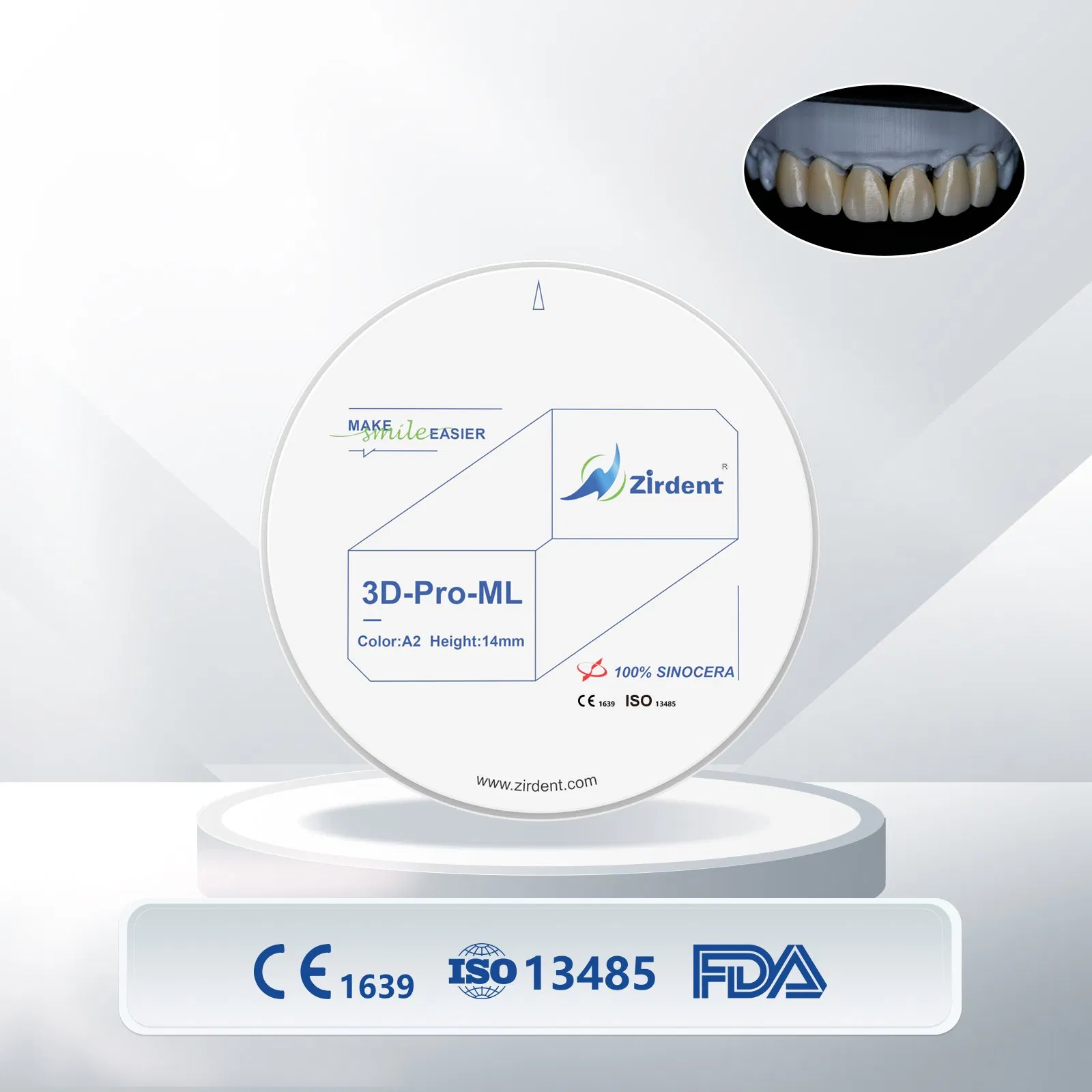 Zirdent Dental CAD Cam Consumables 3D Multi-Layer Zirconia Block for Denta Lab