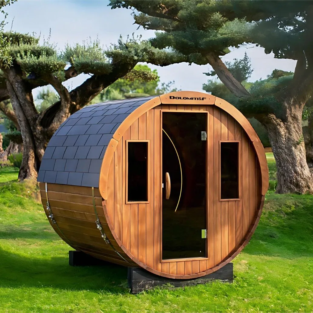 Freestanding Thermo Walnut Wood Outdoor Sauna Room