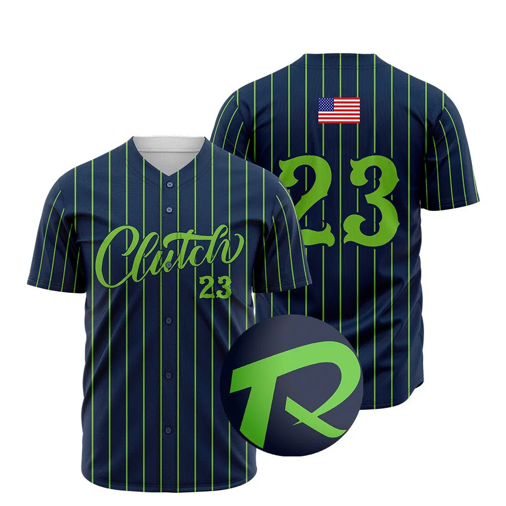 Navy Blue Design Full Button Customization Sports Wear Youth Baseball Jersey Uniform