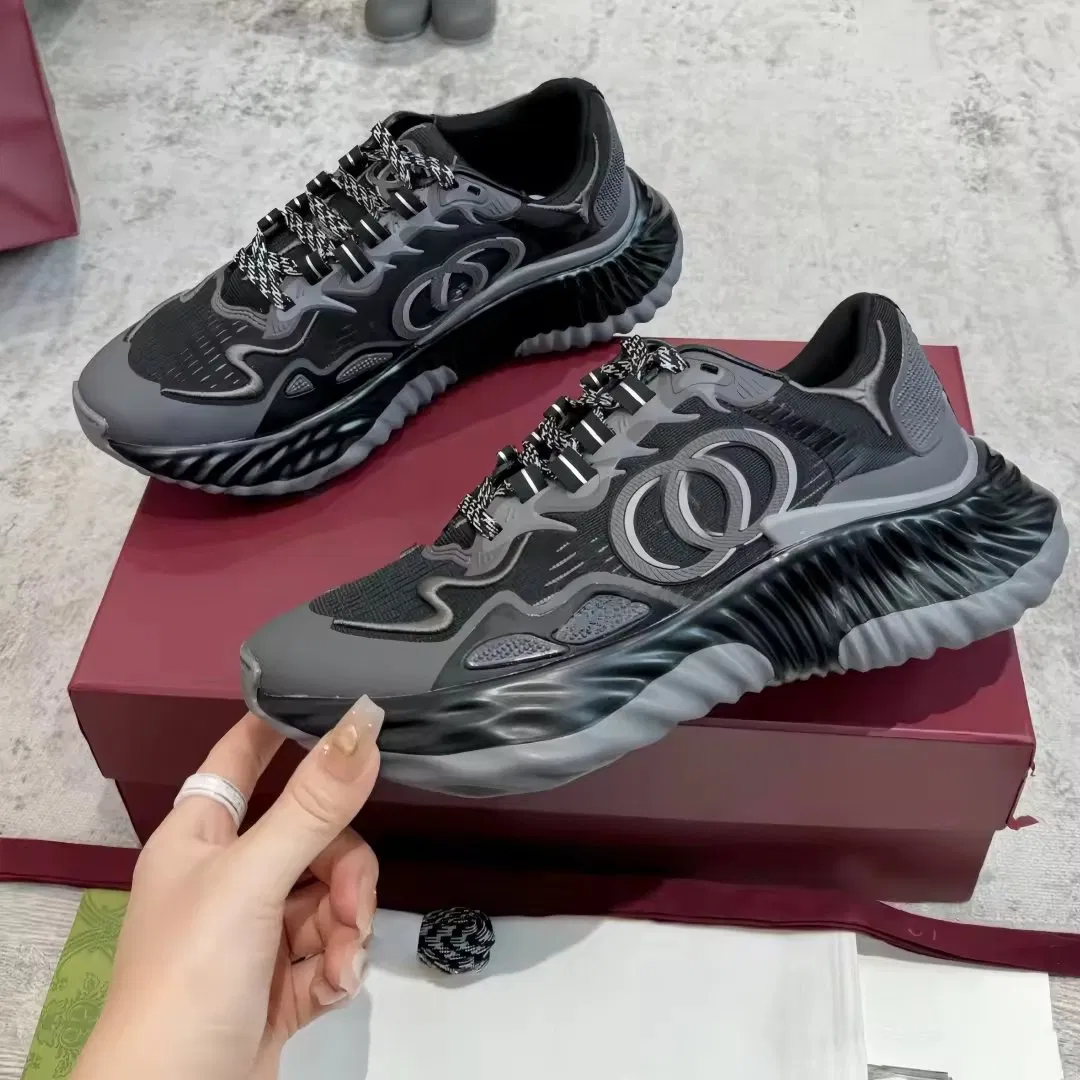Wave Breathable Casual Shoes Black Mesh Thick Sole Daily Street Shoes