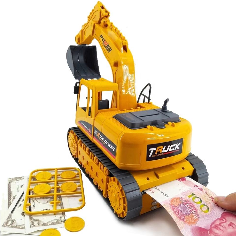 1/16 Scale Electronic Musical Piggy Bank Excavator Car Saving Bank Toy