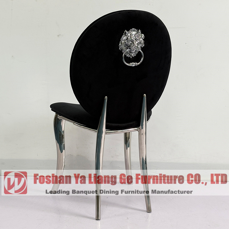 Foshan Factory Price Luxury Five Star Hotel Wedding Chair Gold Stainless Steel Banquet Dining Chair with Lion Ring