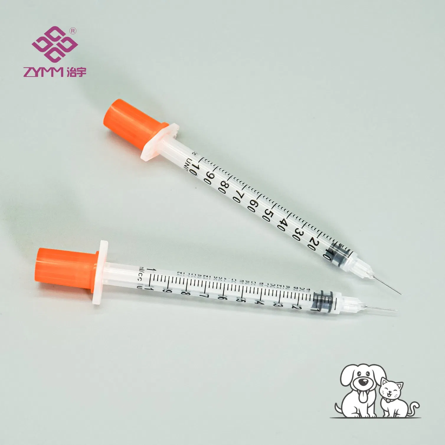 Sharp Needle Pet Insulin Syringe for Diabetes Treatment Veterinary Insulin Syringe