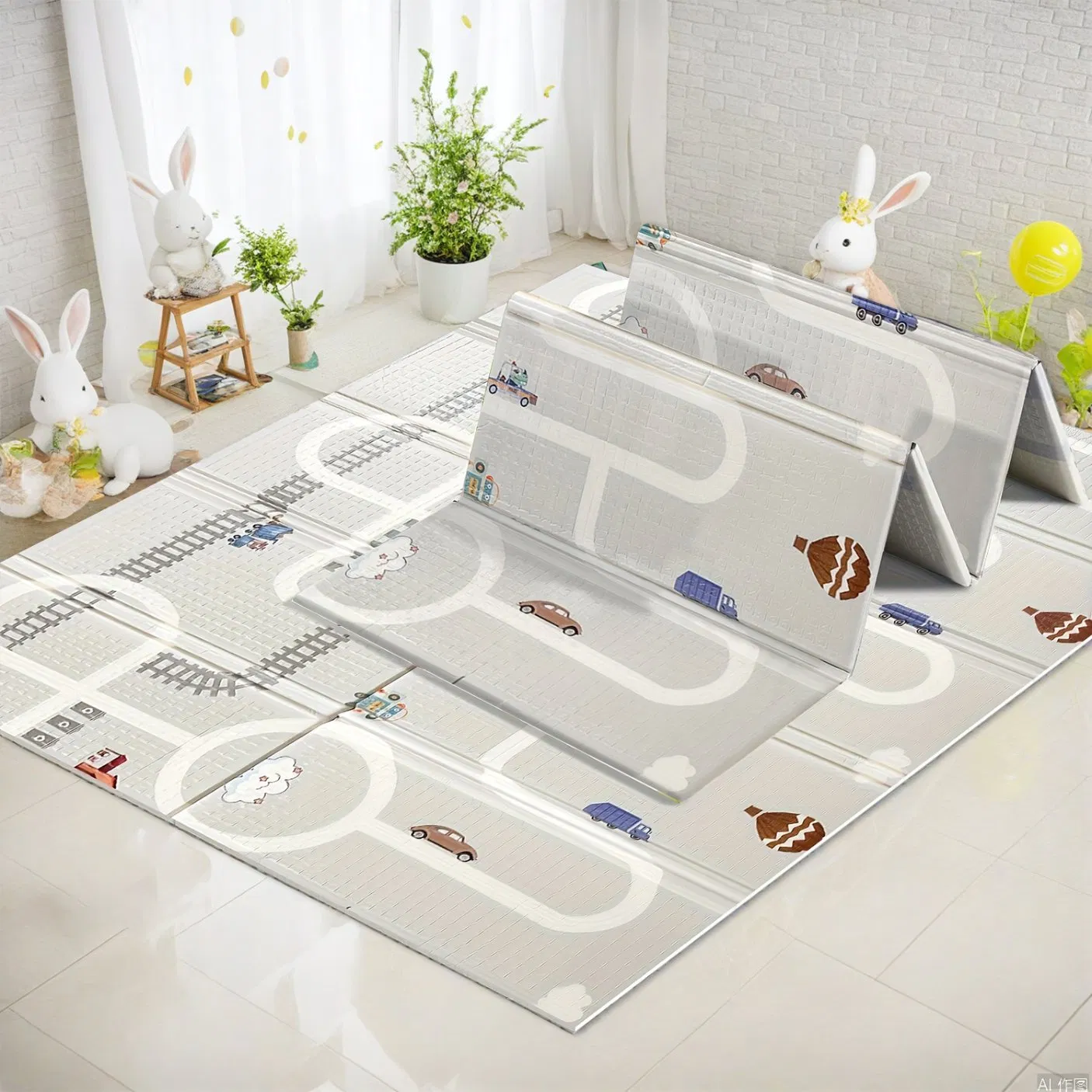 Baby Folding Play Mat Lightweight Portable Foam Floor Mat with Storage Bag