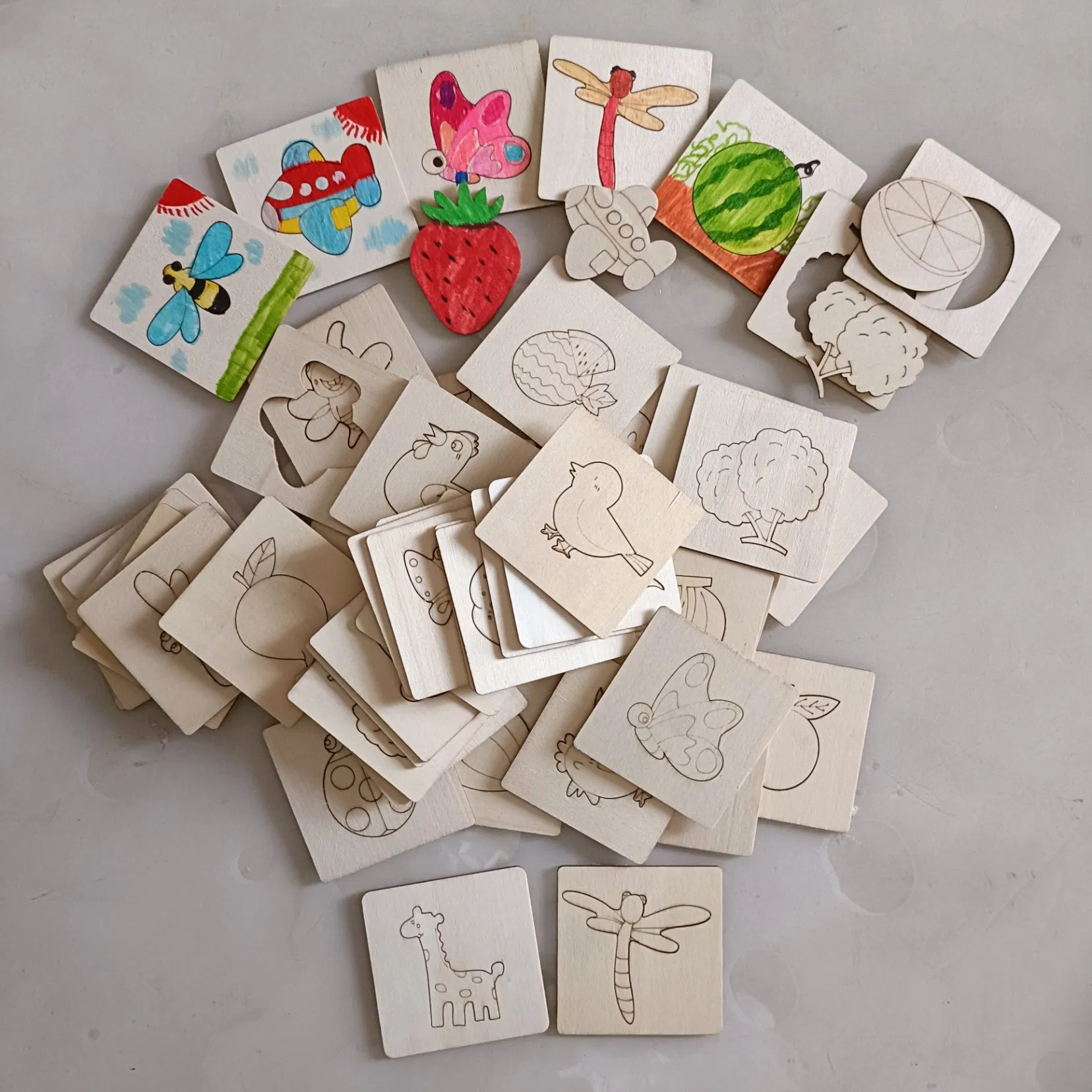 20 Pieces Each Pack Kids Wooden Drawing Stencils Kit Drawing Board Coloring Puzzle Craft Set